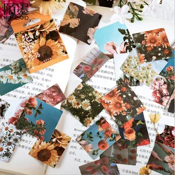 46pcs/doboz Dobozos matricák kreatív növény album dekoráció Retro stílusú polaroid film, Nap, virág, 45MM