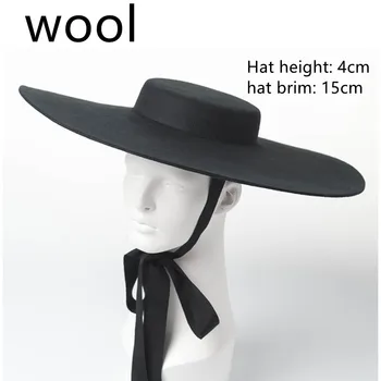 4cm kalap magas sapka túlméretezett 15cm nagy karimájú sekély felső sekély felső fedora kalap férfiak, mind a nők lapos kalap, új, nagy karimájú kalap