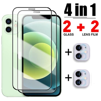 4IN1 Edzett Üveg Iphone 13 12 11 Screenprotector Kamera lencséje iphone 13 12 Pro Max 13 Mini X XS Képernyő Védő fólia