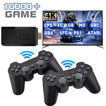 4K HD Videó, TV-Játék Konzol a PS1 Joystick 2G+32G/64G 10000+ Klasszikus Retro Játékok Stick + 2.4 G Wireless Kontroller PS1/FC
