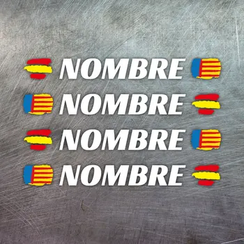 4x név + 2xflag Spanyolország matrica vinil sisak BTT kerékpár testre szabható,