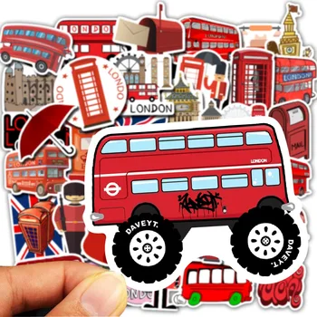 50 db Nagy Méretű Londoni Piros Busz Graffiti Matricák Nem-ismétlődő Poggyász az Esetben matricák