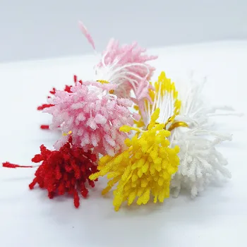 500pcs 2mm/0.078 hüvelyk Vegyes Dupla Fej DIY Mesterséges Mini Gyöngy Virág Stamen Bibe Virágos Stamen Esküvői Dekoráció DIY