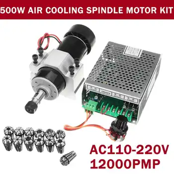 500W AC 110-220V léghűtés Főorsó Motor Gravírozás Gép, Router+52mm Bilincs+Fordulatszám-szabályozó ER11 Tápegység CNC Marás