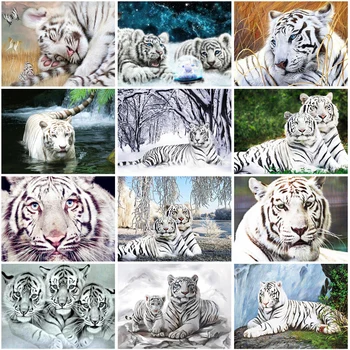 5d Diy Gyémánt Festmény Fehér Tigris Gyémánt Hímzés Teljes Gyakorlat Strassz Daimond Festmény Mozaik lakberendezés Cross Stitch