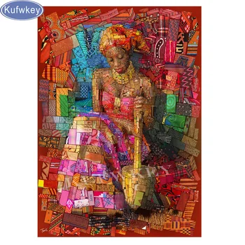 5d gyémánt festmény teljes gyakorlat tér mozaik gyémánt keresztszemes Kézimunka Afrikai nő Hímzés puzzle kép Kézműves