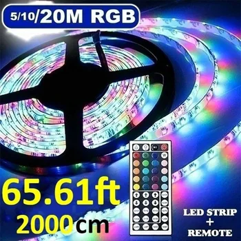 5m-10m 20m LED Szalag Lámpa RGB SMD 3528 Rugalmas Szalag fita led szalag Lámpa DC 12V RGB Dióda Szalag Távirányító Adapter