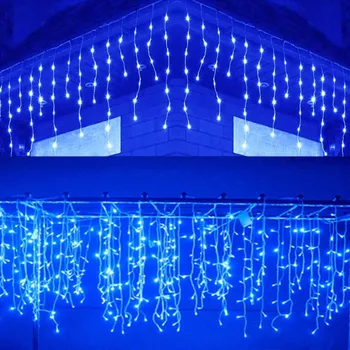 5M Kültéri Karácsonyi Fények Függöny Jégcsap String Fény Bágyadtság 0.4-0.6 m Garland Függöny Lámpa, Ünnepi Dekoráció, Otthon Ablak