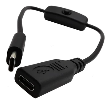 5V-os USB-C Tápkábel C Típusú Férfi-Nő Hosszabbító Kábel Off Kapcsoló a Raspberry Pi 4 Okostelefon, Tablet Dropshipping