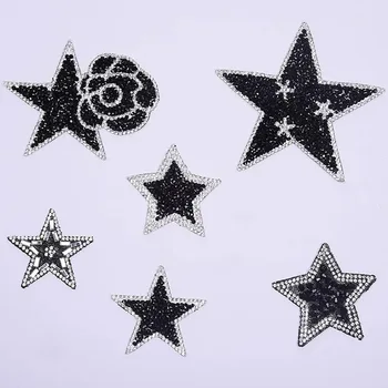6 Db/sok 3D-s Strassz Csillag Foltok a Hátizsák Kalap Kézzel készített Kristály Csillagok, Gyöngyös Applied Vas a Patch Vintage 6 Stílusok