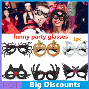 6 Stílus Halloween Pókháló Fél Koponya Szemüveg Kellék Keret Fotó Kellékek Démon Vicces Glasse Öltöztetős Ajándék Gyermekek Felnőtt