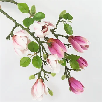 65cm 4Heads/ág Mesterséges Magnolia Ág Latex Igazi Kapcsolatot Mesterséges Virág Táblázat Virágos Ágak Magas Minőség