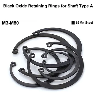 65Mn Acél Fekete-Oxid Rögzítő Gyűrűk Tengely Típus M3-M80 GB894 C-típusú seeger-gyűrűt tengely M3 M4 M5 M6 M7 M8 M9 M10-M80