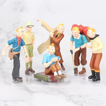 6DB/SOK Gyermek Rajzfilm Anime, Az Adventures of Tintin PVC Ábra Játékok Tintin Gyűjthető Modell Játékok Torta Plugin Fiúk Ajándék