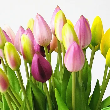 7db/csapat Igazi kapcsolatot puha szilikon Mesterséges tulipán Virág a haza esküvői dekoráció Hamis menyasszonyi kezét virágok flores tulipán