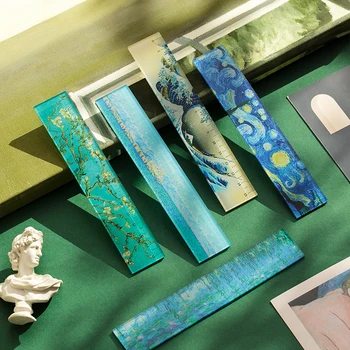 8 Minták 15cm Van Gogh, Monet Vidéki Akril Szín Uralkodó Többfunkciós DIY Rajz Uralkodók A Diákok, Irodában, Iskolában Papíráru