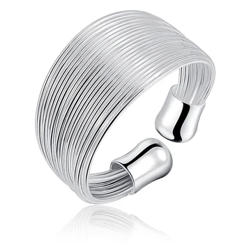 925 Sterling Ezüst Divat Geometriai Ujj Gyűrű A Nők, A Férfiak Több Vonalat Gyűrűk Varázsa Ékszerek