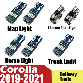 9Pcs Fehér /JÉG KÉK LED Belső Világítás Csomag Készlet 2019 2020-As Toyota Corolla Térkép Csomagtartóban Kupola Rendszámtábla Lámpa