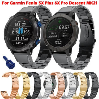 A Garmin Fenix 5X Plusz 6X Pro 3 3HR Watchband 26mm Karkötő, öv Származású MK2i Rozsdamentes Acél Karóra Quick Fit karkötő