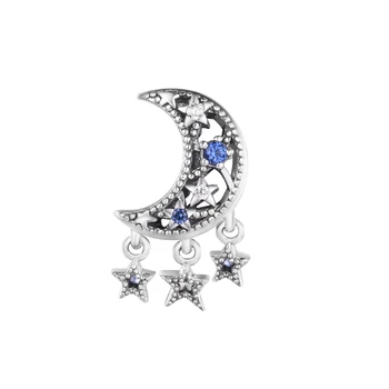 A nő DIY Gyöngy Ékszerek Készítése Star & Növekvő Hold Varázsa 925 Ezüst Eredeti Illik Európai Karkötő Gyöngyös Lánc, Gyöngyök