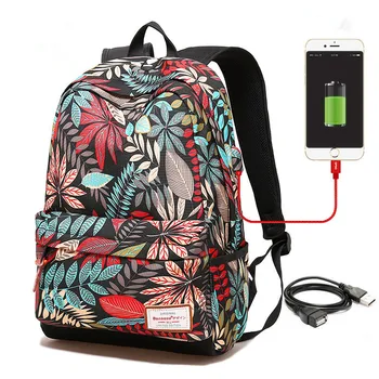 A nők USB töltő laptop hátizsák a tizenéves lányok iskolai hátizsák, táska Nyomtatás Női Hátitáska, főiskolai hallgatók,