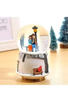 A szerelmesek Találkozó Alatt a Lámpa Snow Globe And Music Box-Megvilágított kristálygömböt Mágneses Globe Ajándéktárgyak