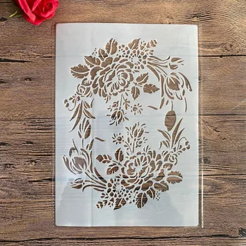 A4-es méret, Design Sablon a Falra Festés Scrapbooking Bélyegző Album Dekoratív Dombornyomás Kézműves Papír DIY Növény virágot Sablonok