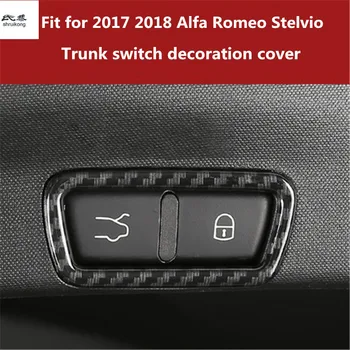 ABS Szénszálas Gabona 1DB Az Alfa Romeo Stelvio 949 2017 2018 Csomagtartóban Kapcsoló Dekorációs Fedél Autó Matricák