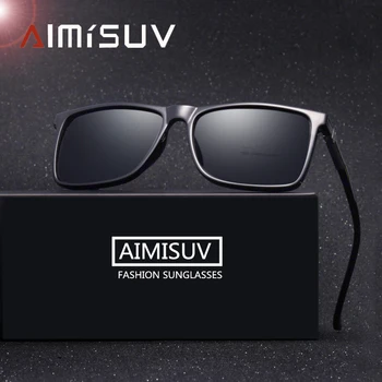 AIMISUV Márka Polarizált Napszemüveg, Férfi Klasszikus Fekete Szemüveges Férfi vezette Szemüveg UV400 Téglalap Gafas De Sol AMS813