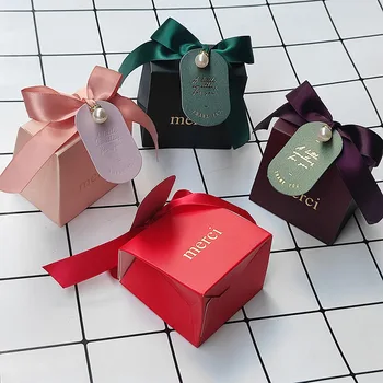 Ajándék Doboz Rejtély, Esküvői Ajándékok Vendégek Mariage Merci Csokit Doboz babaváró Party kellék Rózsaszín Kis Dobozok Ajándék Csomagolás