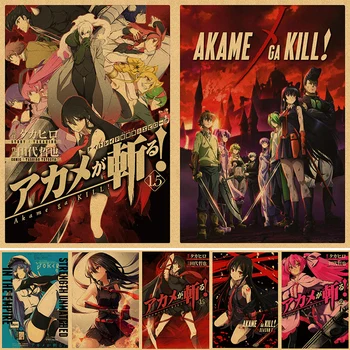 Akame Ga Ölni Anime Poszter Dekoráció Otthon 4K HD Plakátok Szoba Fal Pictur Kraft Papír, Retro, Nyomatok, Művészet, Bár, Kávézó Matricák
