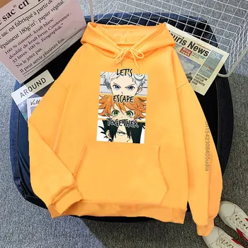 Anime, Az Ígéret Sohaország Kapucnis Japán Anime Hosszú Ujjú Anime Norman Manga Nyomtatott Streetswear Kapucnis Felső