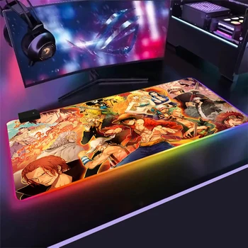 Anime RGB Mousepad Pc Gamer Teljes Asztal Gaming Mouse Szőnyeg One Piece Anime Egér Pad Xxl Játékosok Tartozékok Egér Táblázat Mat
