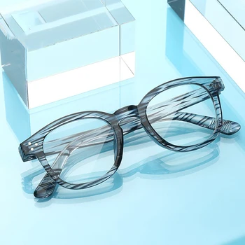 Anti Kék Fény Szemüveg Nők Vintage Trend Hivatal Csíkos Férfi Szemüveg Keret, Kör Számítógépes Szemüveg Keret, Fekete Látvány