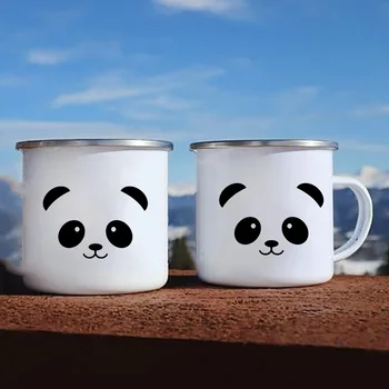Aranyos Rajzfilm Panda Zománc Tej Bögrék Kemping Tábortűz Fél Sör Drint Csésze Szabadtéri Túrázás Víz Csésze, Bögre, Testreszabás Ajándékok