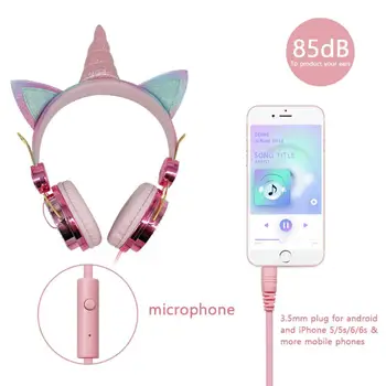 Aranyos Rózsaszín Vezetékes Lánya Fejhallgató Sztereó Bass Fülhallgató Mikrofonnal Számítógép, Mobil Telefon Gamer Zenét Fülhallgató Gyerekeknek Ajándék