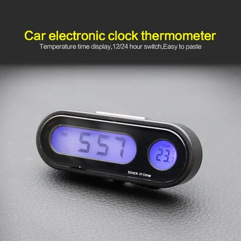 Autó Hőmérő Óra Mini Nézni K02 Éjszakai Fény Jármű Elektronikus Hőmérő LED Hőmérő Menetrend Auto Autó Tartozékok