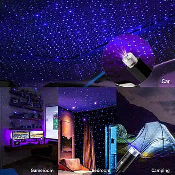 Autó Tetőre, Csillag, Fény, Belső LED Csillagos Lézer Légkör Környezeti Projektor USB-Auto Dekoráció Este Haza Galaxy Légkör