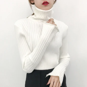 Az első 2021 db új női garbó pulóver bő a hosszú tél, hosszú ujjú pulóver összes mérkőzés slim ing