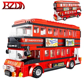 BZDA egyesült KIRÁLYSÁG London City Busz, Autó BRT emeletes Busz építőkövei MOC ötletek, Autós Játékok Modell Tégla Játékok Fiúknak Születésnapi Ajándékok