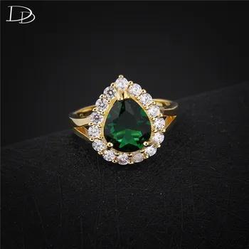 Bájos 585 Arany Színű Gyűrű Vintage Zöld Köves Ékszerek, Elegáns Gyűrű Női Luxus, Strasszos Esküvő, Eljegyzés Judit Dd201
