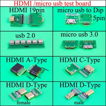 csatlakozó-hdmi/microUSBtoDIP Adapter Átalakító PCB áramköri teszt Testület USB 2.0 3.0 /C-Típusú Férfi Nő micro mini 5pin 19pin