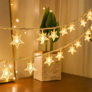 Csillag String Light LED Karácsonyi Koszorú Tündér String Fény 2,5 M, Kültéri, Beltéri Hálószoba Haza Party Esküvői Ramadan Dekoráció