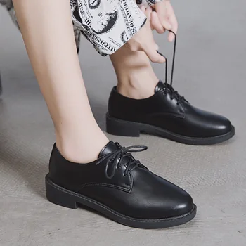 Csipke Oxford Cipő Pattanásos Cipő Női Cipő Fekete Bőr Cipő Nő, Alacsony Sarkú Platform Cipő Plus Size Lakások