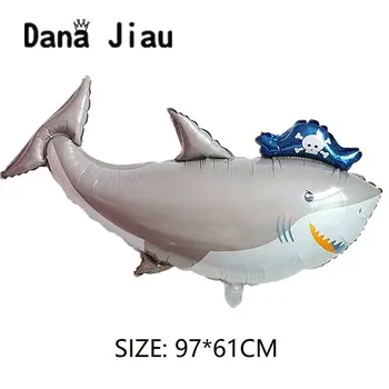 dana csiau ÚJ kalóz cápa szülinapi bulira héliumos lufi 6 éves fiú rajzfilm nagy óceán állat téma játék labda Dekoráció