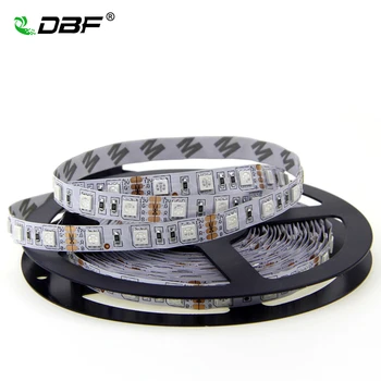 [DBF]Szuper Fényesebb, 5M/Tekercs Nem Vízálló RGB LED Szalag Lámpa SMD 5050 DC12V 60Leds/M Fiexible Fény LED Szalag Szalag lakberendezés