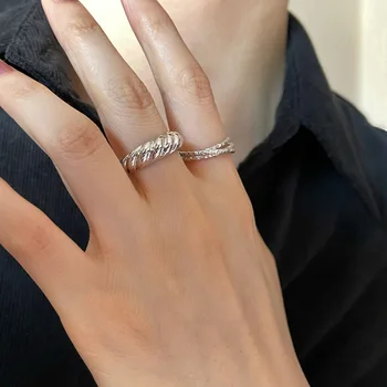 Designer Stílusú Ezüst Színű Szabálytalan Gypsophila Design Állítható Gyűrű Kereszt Entangle Gyűrű Lány Nők Születésnapi Ajándék
