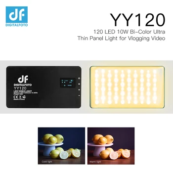 DigitalFoto YY120 LED 10W Bi-color Szabályozható ultra Vékony Panel fény vlogging videó, DSLR YouTube fotó stúdió
