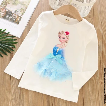 Disney Gyermek, női Ruha T-Shirt Fagyasztott Elsa Anna Szófia hercegnő Pólók Felsők Gyerekek TShirt Tavaszi Pamut Puha, Hosszú Ujjú Ruhák