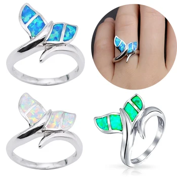 Divat Bálnafarok Design Gyűrűk Aranyos Kék Tűz Opál Gyűrű Női Gyűrű, Ékszerek, Bohém Statament Fél A Legjobb Karácsonyi Ajándék